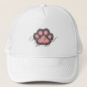 Gorra De Camionero Caligrafía de "MEOW" de Cuadros de Gatos - Adorabl