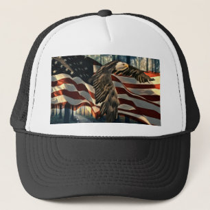 Gorra De Camionero Calle del águila de bandera estadounidense