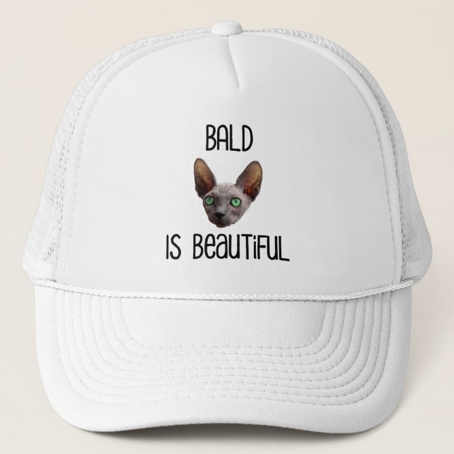 Gorra De Camionero Calvo Es Un Gato De Sfinx Sin Cabello. (Anverso)