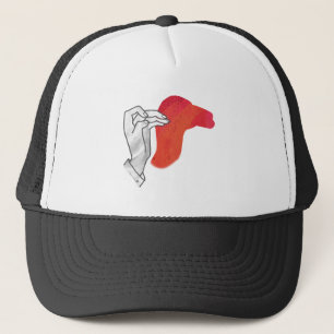 Gorra De Camionero Camello Silueta Mano Rojo