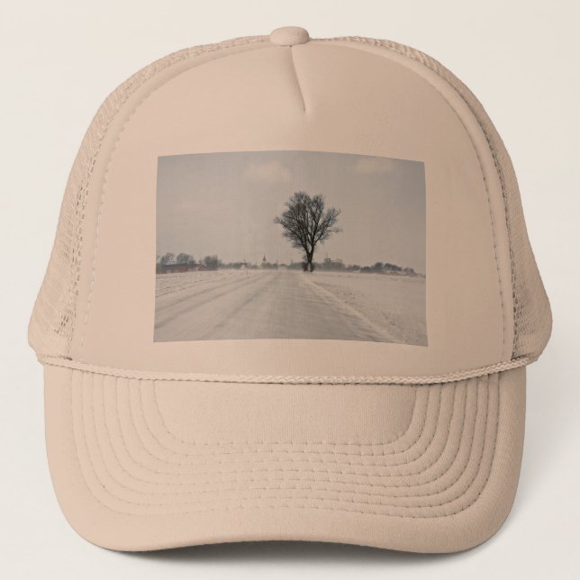 Gorra De Camionero Camino de invierno rural (Anverso)