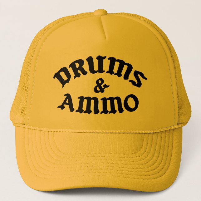 Gorra De Camionero Camión amarillo de tambores y municiones (Anverso)