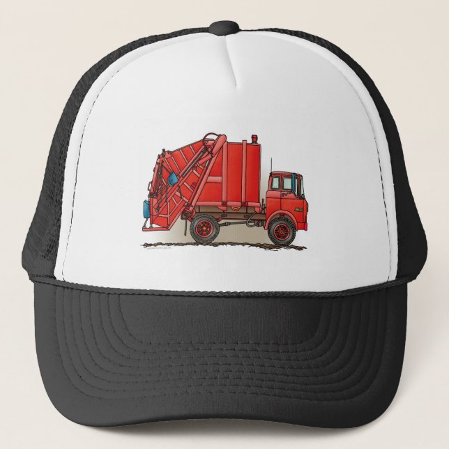 Gorra De Camionero Camión de basura rojo (Anverso)