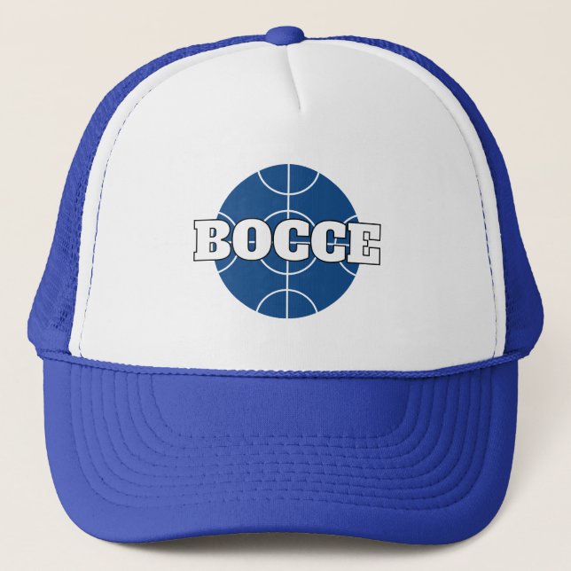 Gorra De Camionero Camión de bolas de juego Blue Bocce con texto pers (Anverso)
