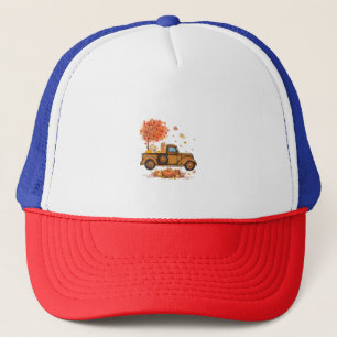 Gorra De Camionero Camión de calabaza Golden Retriever Truck Autumn L
