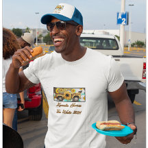 Camión de girasol vintage. Harris - Walz. Blanco a