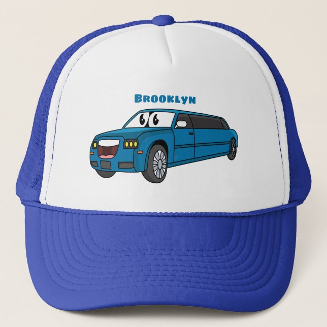 Gorra De Camionero Camión de personalizado limusina azul muy feliz (Anverso)