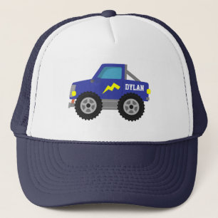 Gorra De Camionero Camión monstruo azul de carreras, para niños