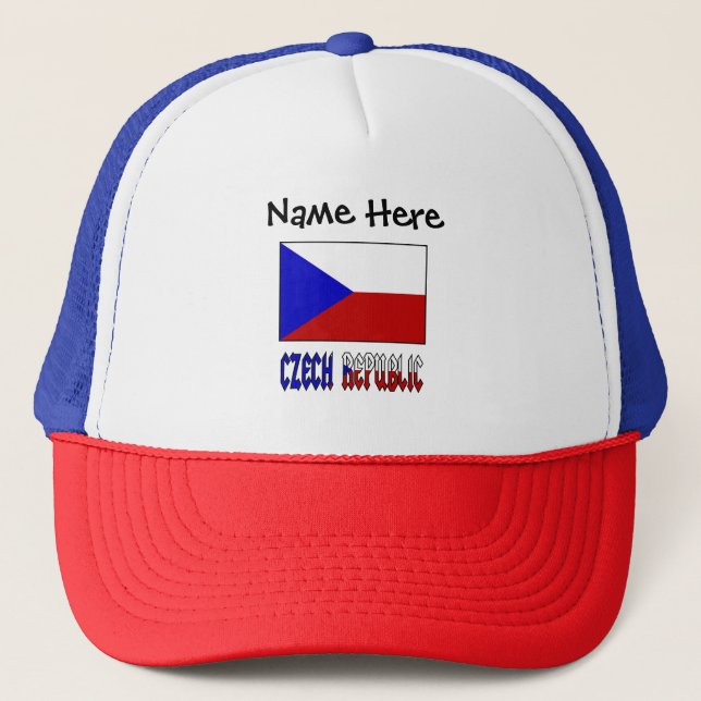 Gorra De Camionero Camión personalizado con bandera checa y checa (Anverso)