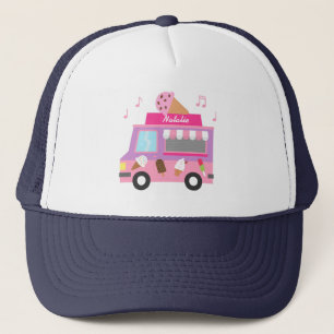 Gorra De Camionero Camión rosado púrpura dulce del helado para los