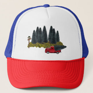 Gorra De Camionero Camión vintage con árbol de Navidad