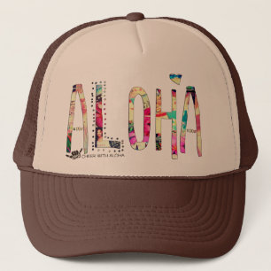 Gorra De Camionero Camionero del COLLAGE de la HAWAIANA de CWA