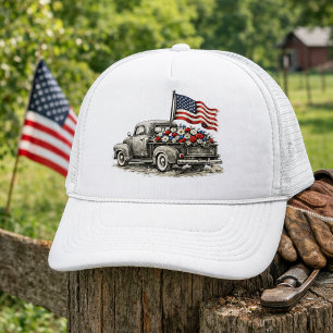 Gorra De Camionero Camioneta Clásica con Bandera