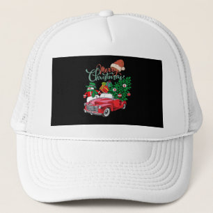Gorra De Camionero Camioneta Roja Recogida Árbol de Navidad Feliz Nav