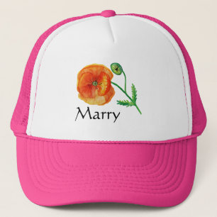 Gorra De Camionero Camionetas, flores rojas de amapola Personalizado
