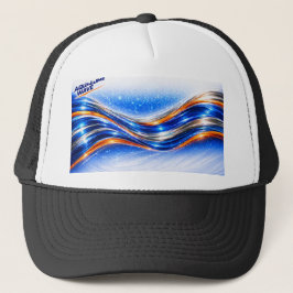Gorra De Camionero Camisa Aqualume Wave – Flujo abstracto azul naranj