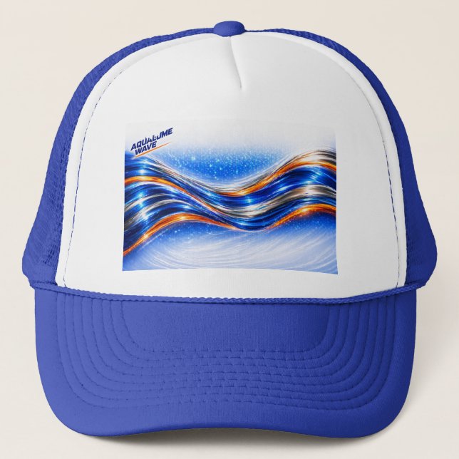 Gorra De Camionero Camisa Aqualume Wave – Flujo abstracto azul naranj (Anverso)