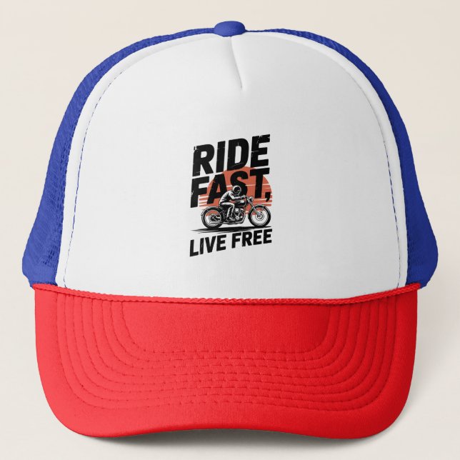 Gorra De Camionero Camisas Bicyclist Fast Live Free (Anverso)