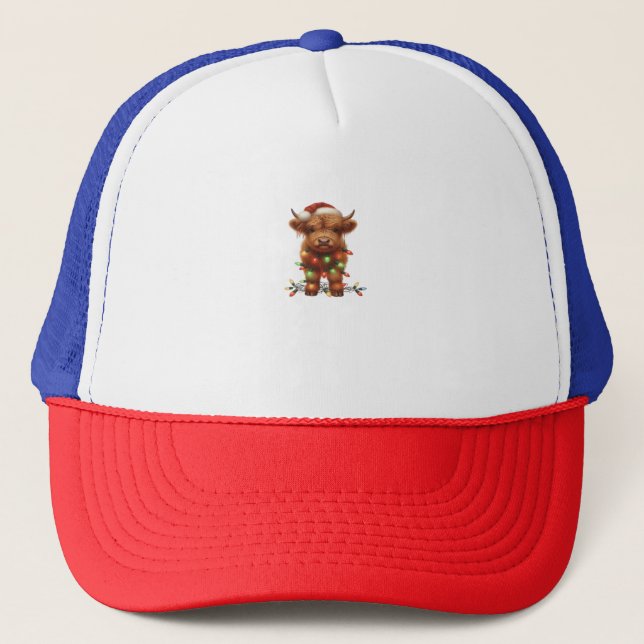 Gorra De Camionero Camiseta clásica de vaca Highland para navidades (Anverso)