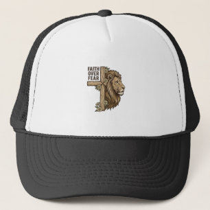 Gorra De Camionero Camiseta cristiana vintage Cruz de León Fe sobre M