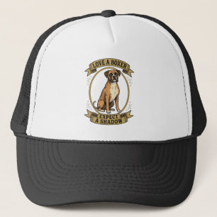 Gorra De Camionero Camiseta de Amante de Perro Boxer Grabado Vintage