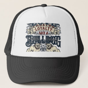 Gorra De Camionero Camiseta de amor de Bulldog Grabado vintage cita d
