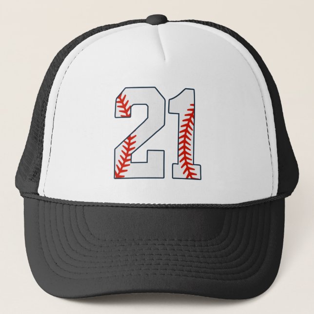 Gorra De Camionero Camiseta de béisbol número 21 (Anverso)