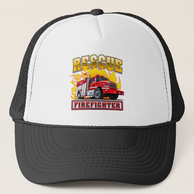 Gorra De Camionero Camiseta de camión de bomberos personalizados (Anverso)