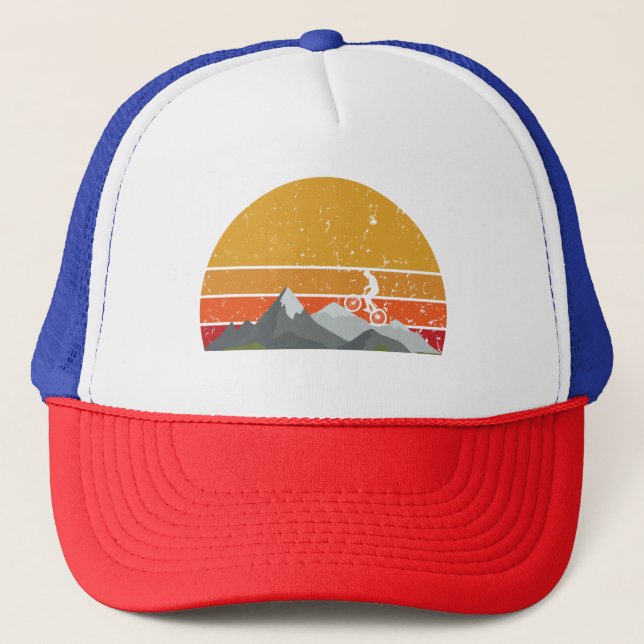 Gorra De Camionero Camiseta de ciclismo de montaña retro puesta de so (Anverso)