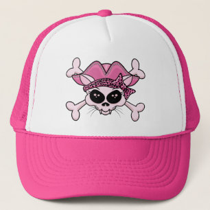 Gorra De Camionero Camiseta de cráneo de gatito pirata bonita
