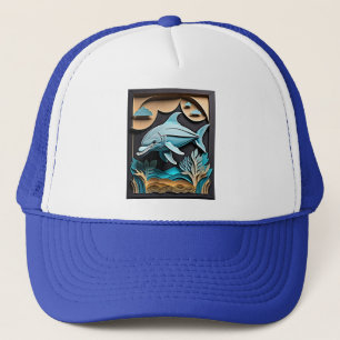 Gorra De Camionero Camiseta de diseño delfines de papel 3D