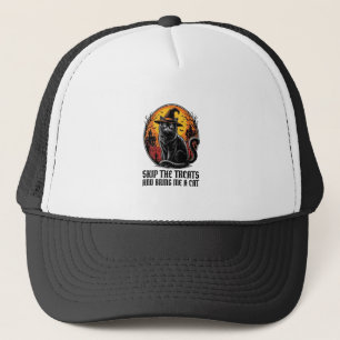 Gorra De Camionero Camiseta de gato de Halloween grabado vintage espe