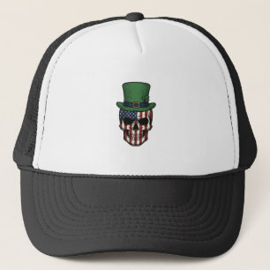 Gorra De Camionero Camiseta de grabado vintage de cráneo patriótico i