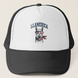 Gorra De Camionero Camiseta de grabado vintage de llama patriótica de