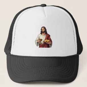 Gorra De Camionero Camiseta de grabado vintage de pan de vino de Jesú