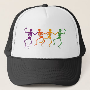 Gorra De Camionero Camiseta de Halloween con esqueletos bailarines