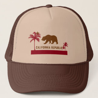Gorra De Camionero Camiseta de la bandera de California - palmeras y
