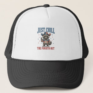 Gorra De Camionero Camiseta de mapache patriota Relájate el cuatro de