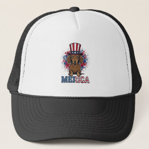 Gorra De Camionero Camiseta de perro vintage patriótica Dachshund Mer