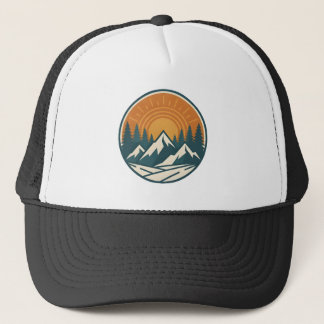 Gorra De Camionero Camiseta de puesta de sol en la montaña vintage –