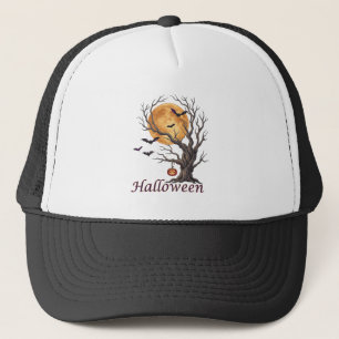 Gorra De Camionero Camiseta del árbol de Halloween y Jack-o'-Lantern