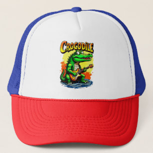 Gorra De Camionero Camiseta divertida de cocodrilo: Gráfica de guitar