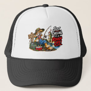 Gorra De Camionero Camiseta divertida de perro de pesca vida dura