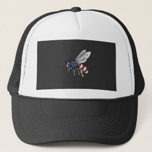 Gorra De Camionero Camiseta Gráfica Vectorial de Abeja Patriótica Vin