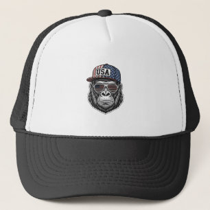 Gorra De Camionero Camiseta Patriótica con Grabado Vintage de Gorila 