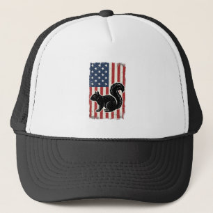 Gorra De Camionero Camiseta Patriótica de Ardilla de Bandera American