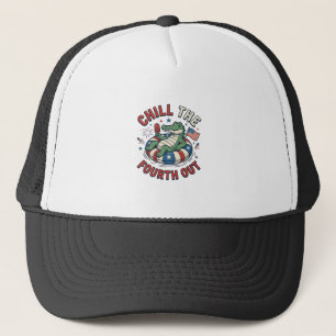 Gorra De Camionero Camiseta Patriótica de Cocodrilo Relájate en Cuart