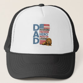 Gorra De Camionero Camiseta patriótica de papá león con bandera estad