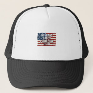 Gorra De Camionero Camiseta Patriótica Marido Papá Protector Héroe Ba