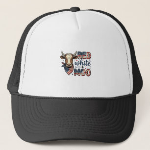 Gorra De Camionero Camiseta Patriótica Vaca Roja Blanca Moo 4 de Juli